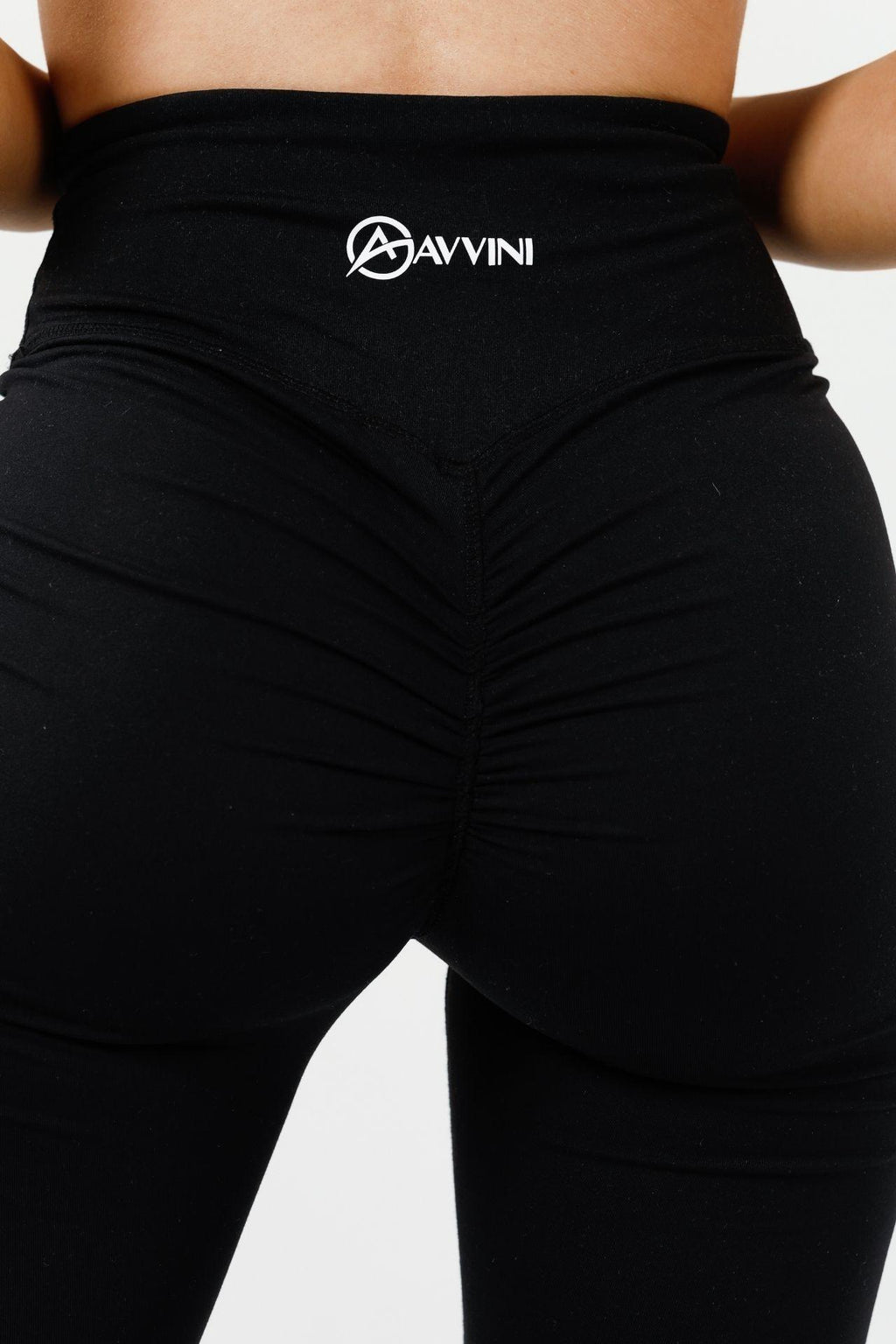 Close up black intrigue scrunch bum leggings back